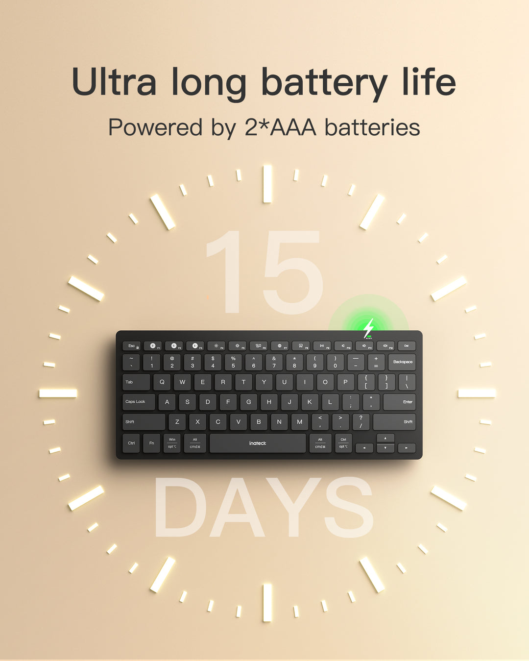 Inateck Ultra slim Wireless Keyboard, 3 Bluetooth, for iPad/Windows/Android/iOS, Ergonomic, KB01003