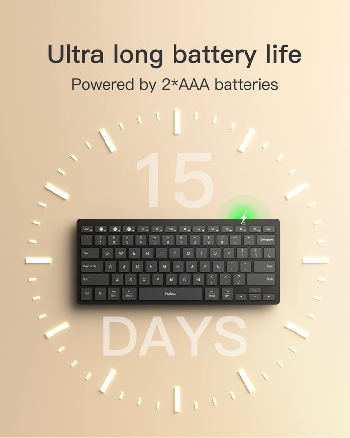 Inateck Ultra slim Wireless Keyboard, 3 Bluetooth, for iPad/Windows/Android/iOS, Ergonomic, KB01003