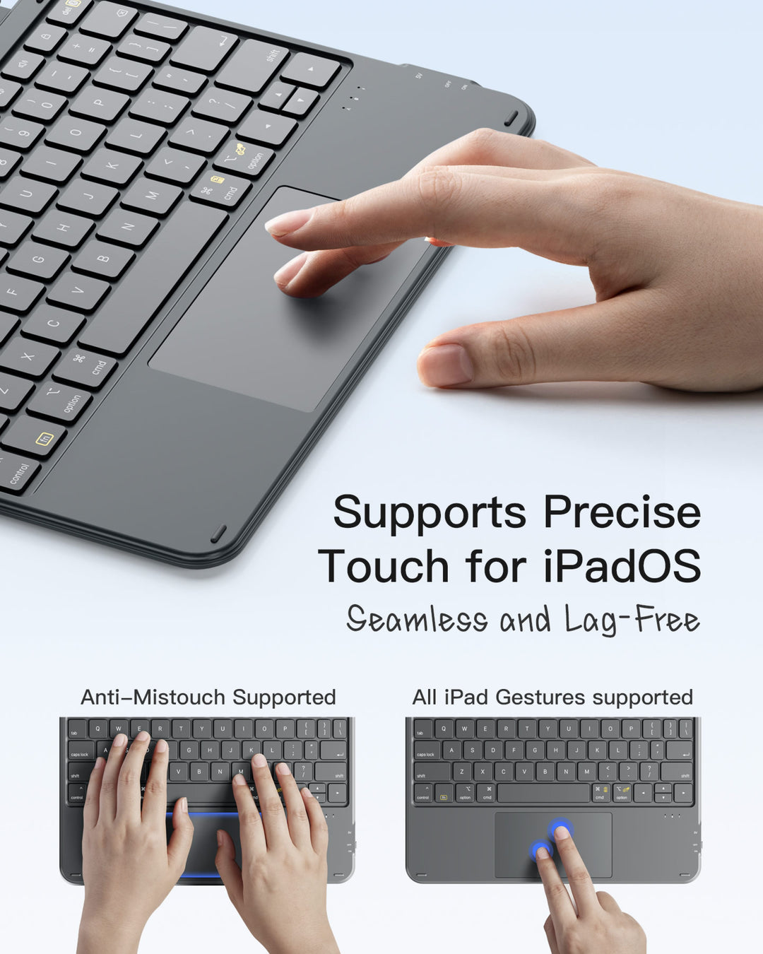Inateck Detachable Keyboard for iPad Air 11" M3/M2 (2025/2024), iPad Air 6/5/4, iPad Pro 11" 4/3/2/1, iPad 11" (A16 2025), iPad 