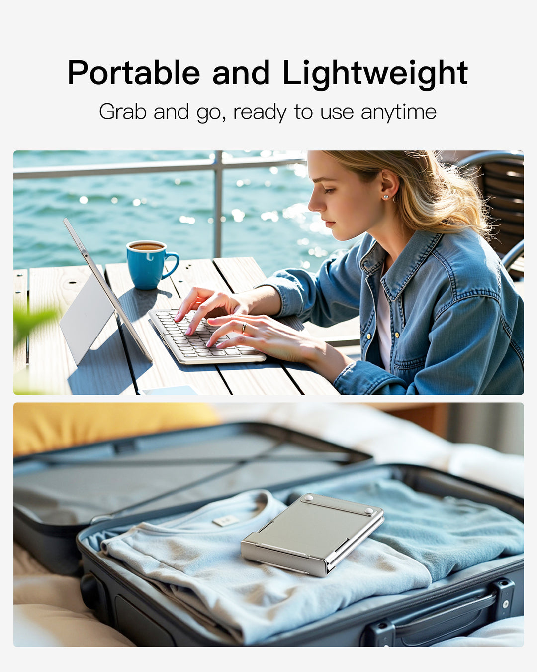 Inateck Foldable Keyboard QWERTZ, Mini Portable with 3 Bluetooth, for iPad/iOS/Samsung/Android/Windows, KB06001