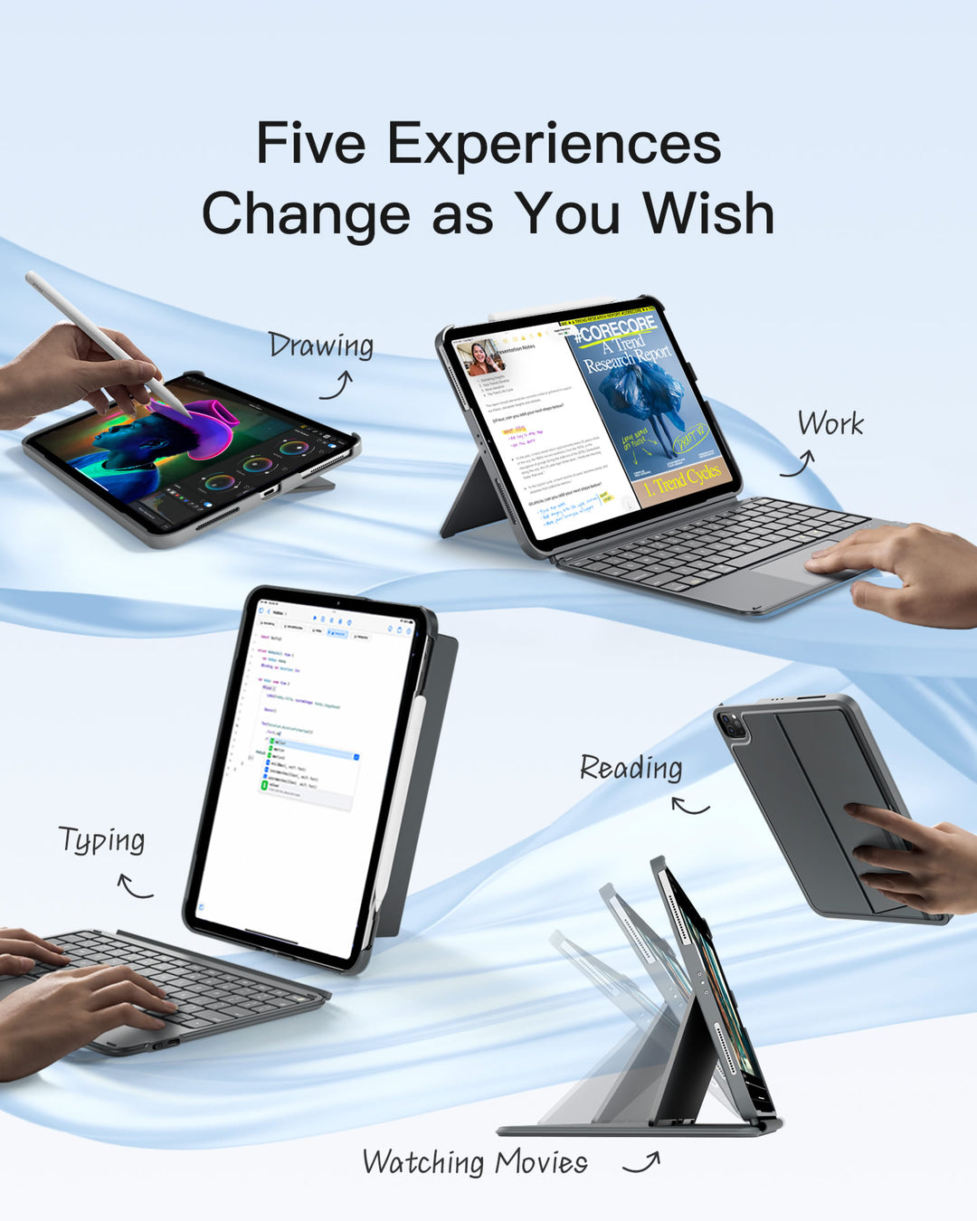 Inateck Detachable Keyboard for iPad Air 11" M3/M2 (2025/2024), iPad Air 6/5/4, iPad Pro 11" 4/3/2/1, iPad 11" (A16 2025), iPad 