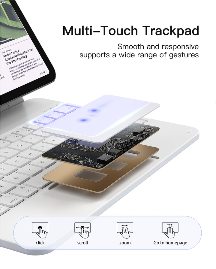 Inateck Magnetic Keyboard Case for Air 11 inch (M4 2026/2025 M3/2024 M2), Easy-Set Keyboard for Air 5/4 Gen, iPad Pro 11 inch 4/3/2/1 Gen, KB09119