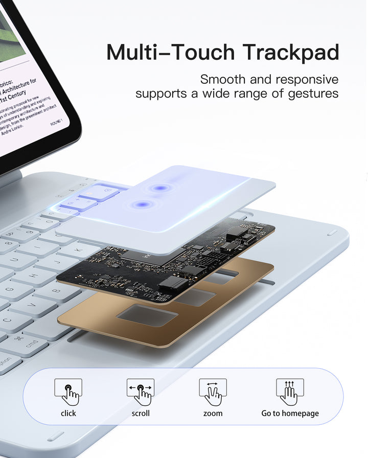 Inateck Magnetic Keyboard Case for Air 11 inch (M4 2026/2025 M3/2024 M2), Easy-Set Keyboard for Air 5/4 Gen, iPad Pro 11 inch 4/3/2/1 Gen, KB09119
