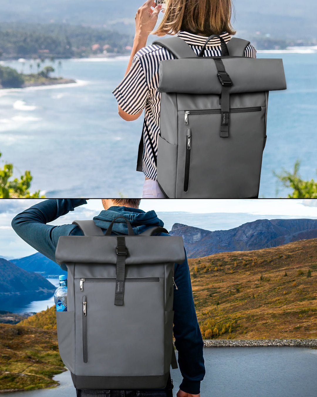 Inateck 25L-30L Roll Top Vintage 17 Inch Laptop Backpack, BP01003