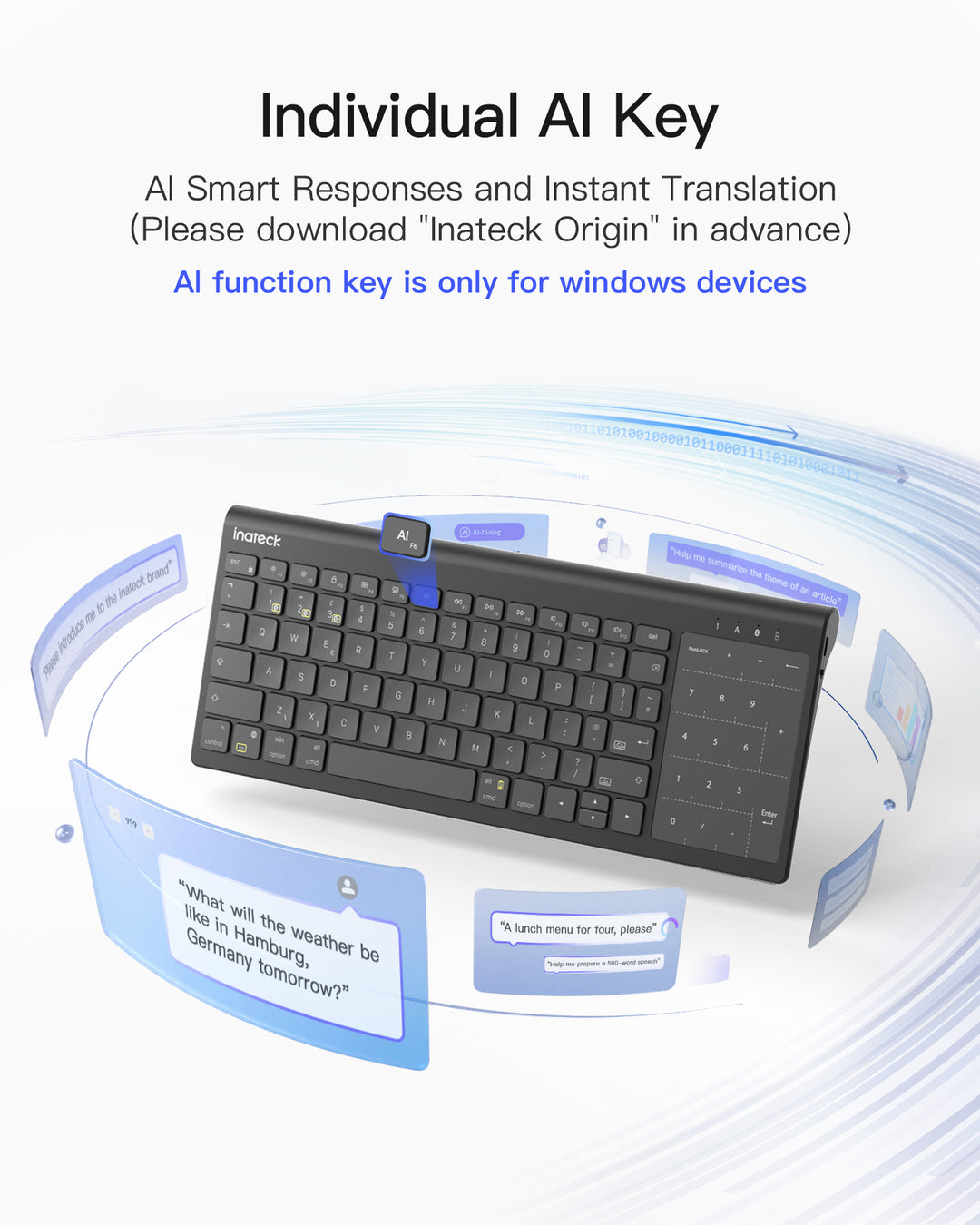 Inateck Tablet Keyboard, 2-in-1 Numeric Keypad &amp; Touchpad, for iPad iOS/Samsung/Android/Windows, KB06103