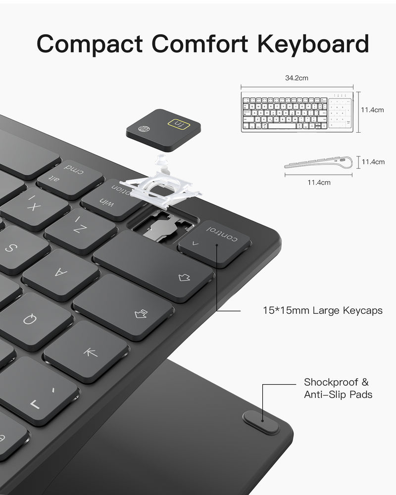 Tablet Keyboard, 2-in-1 Numeric Keypad & Touchpad, for iPad iOS/Samsung/Android/Windows, KB06103