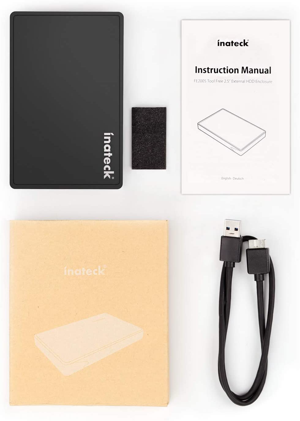 Inateck 2.5" Hard Drive Enclosure with USB 3.0 Port and UASP Support Tool-Free, FE2005