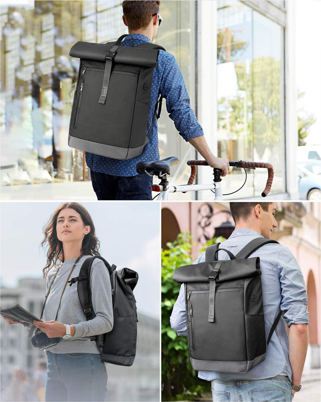 Inateck 25L-30L Roll Top Vintage 17 Inch Laptop Backpack, BP01003