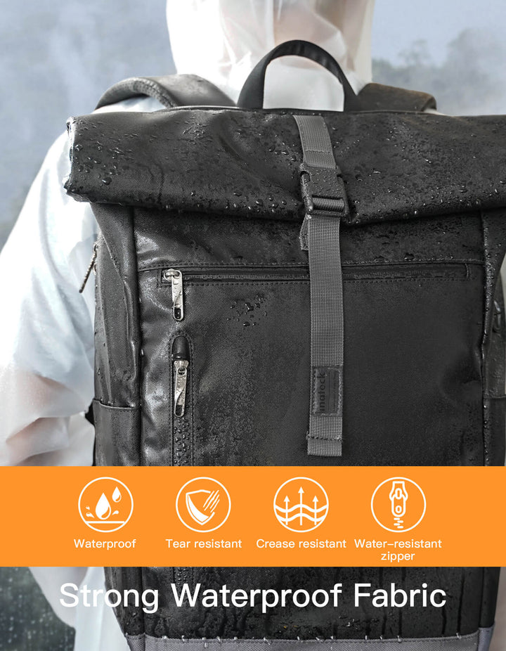 Inateck 25L-30L Roll Top Vintage 17 Inch Laptop Backpack, BP01003