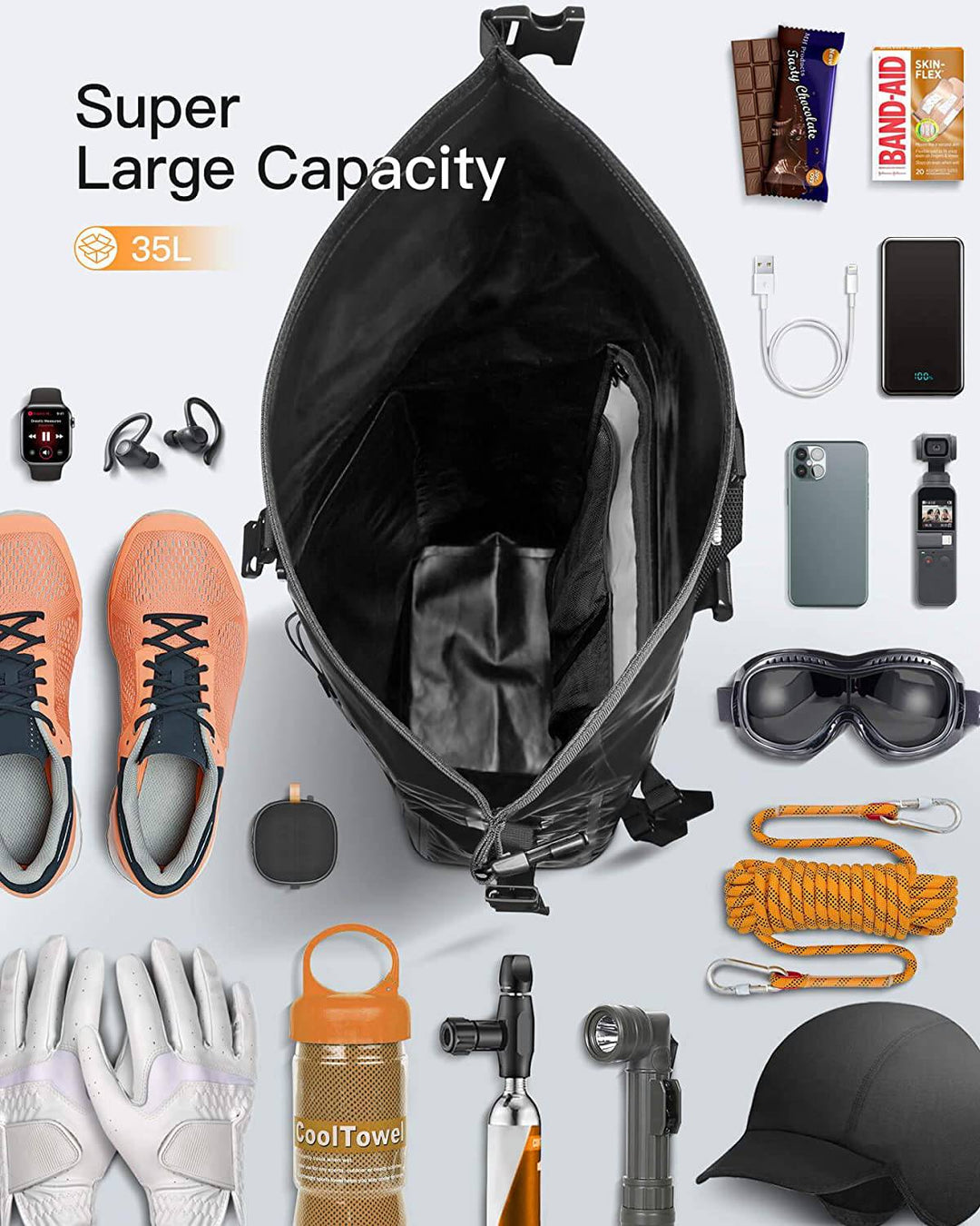 Inateck 35L Bicycle Backpack Waterproof Multi-Functional Organizer BP06001, Black
