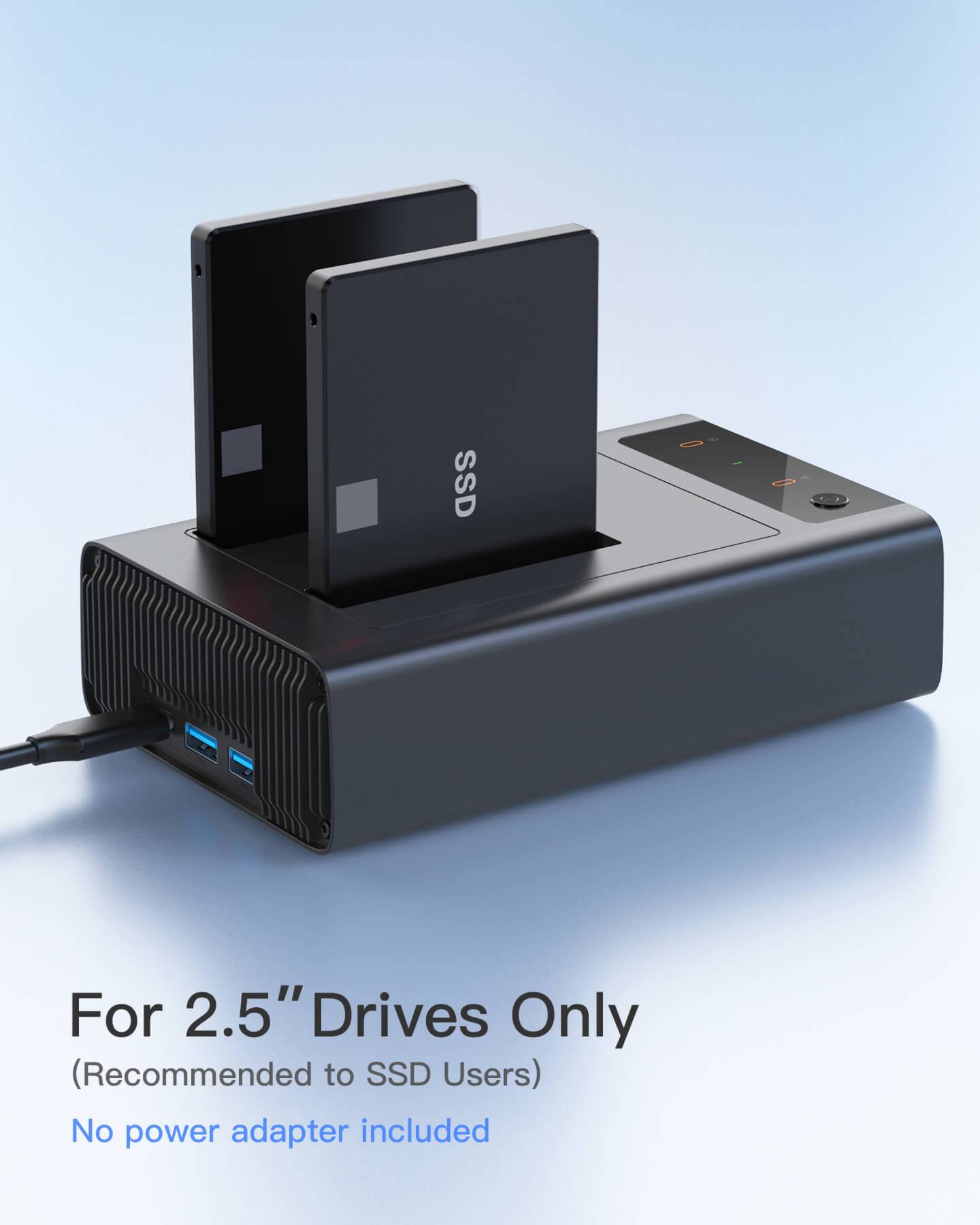 USB 3.2 Gen 2 Dual Bay Hard Drive Docking Station for 2.5