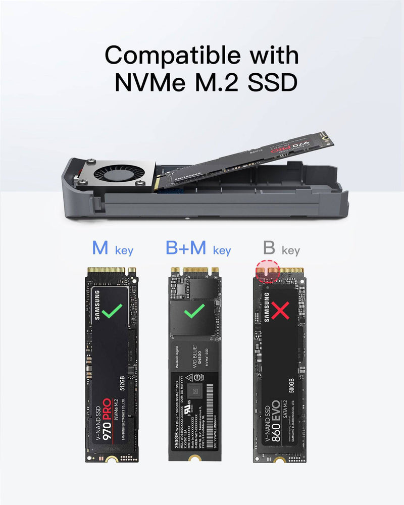 Hard Drive Enclosure for M.2 NVMe with USB 3.2 & Fan, FE2022