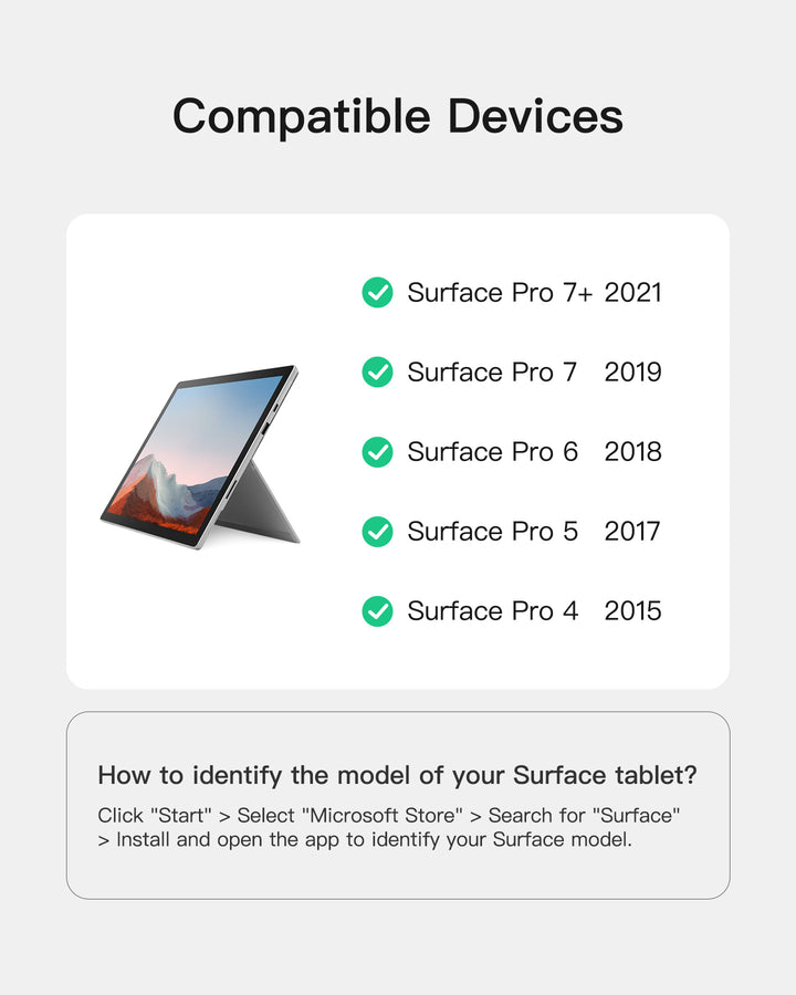 Inateck Surface Pro 7 Keyboard, Bluetooth 5.3, 7-Color Backlight, Compatible with Surface Pro 7/7+/6/5/4, KB02027