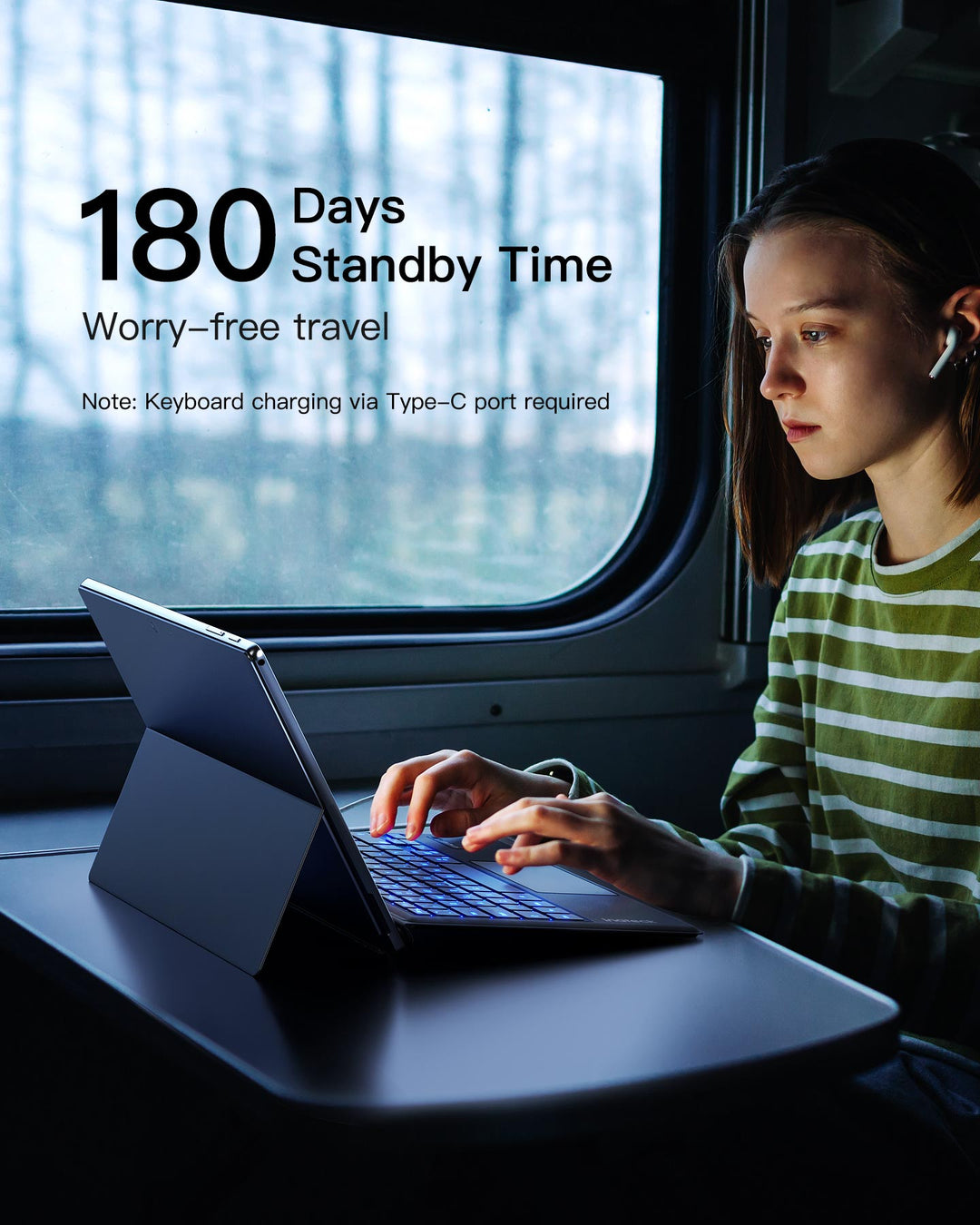 Inateck Surface Pro 7 Keyboard, Bluetooth 5.3, 7-Color Backlight, Compatible with Surface Pro 7/7+/6/5/4, KB02027