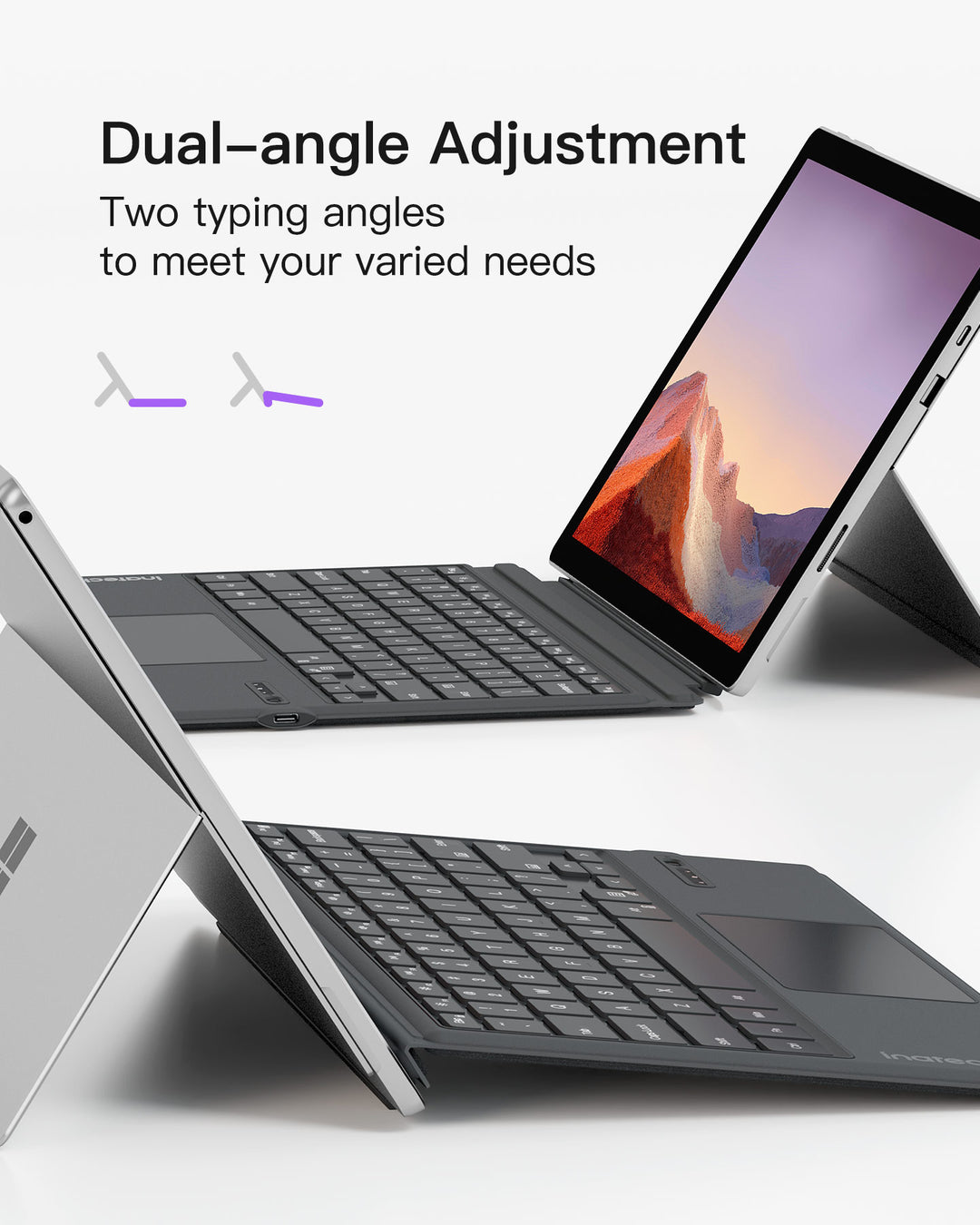 Inateck Surface Pro 7 Keyboard, Bluetooth 5.3, 7-Color Backlight, Compatible with Surface Pro 7/7+/6/5/4, KB02027