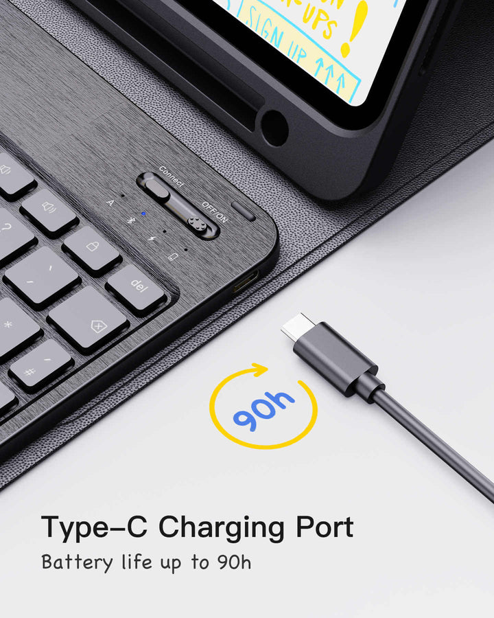 TECURS Custodia Per Tastiera IPad Air 11 Pollici (M3/M2, 2025/2024) /5/4/iPad Pro 11 (4/3/2/1 Gen) Con Trackpad, Design Magnetico, Facile Da Trasportare, Tastiera Wireless QWERTZ, Nero - Foto 6