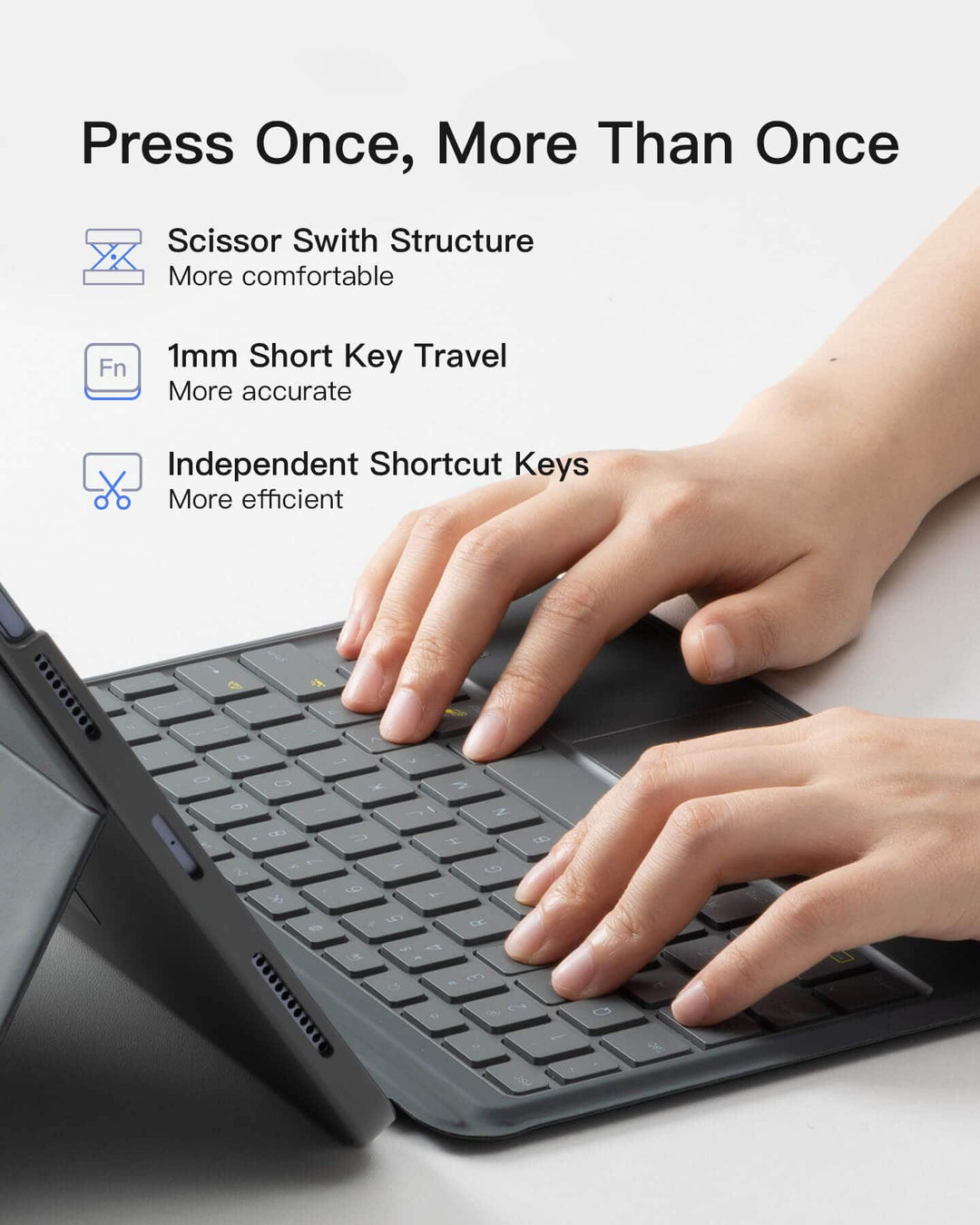 Inateck Detachable Keyboard for iPad Air 11" M3/M2 (2025/2024), iPad Air 7/6/5/4, iPad Pro 11" 4/3/2/1, KB04111