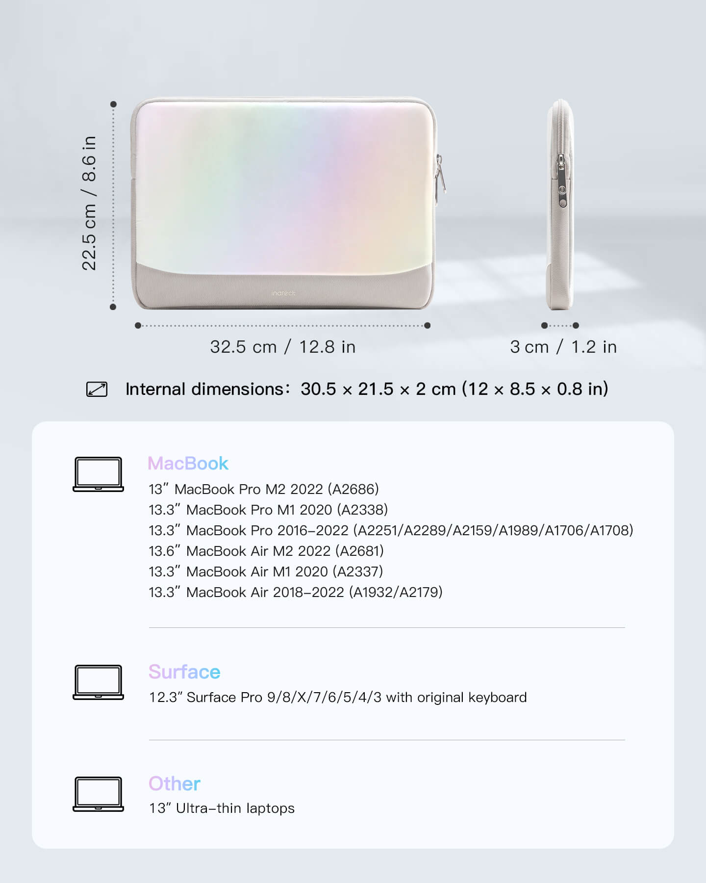 Inateck 13-13.3 Inch Laptop Sleeve Case Bag, LB01012-13S_aurora