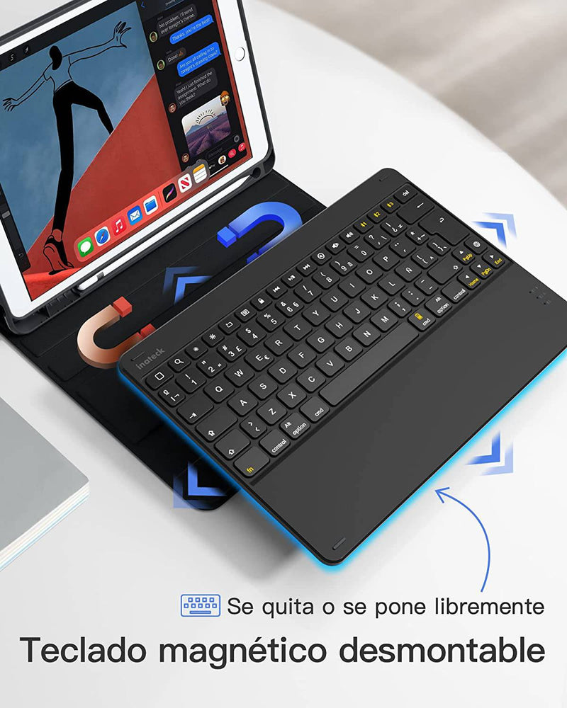 Spanish Keyboard for iPad 10.2" (9th / 8th / 7th Gen) & iPad Air 10.5 inch (3rd Gen), KB02017 Dark Gray