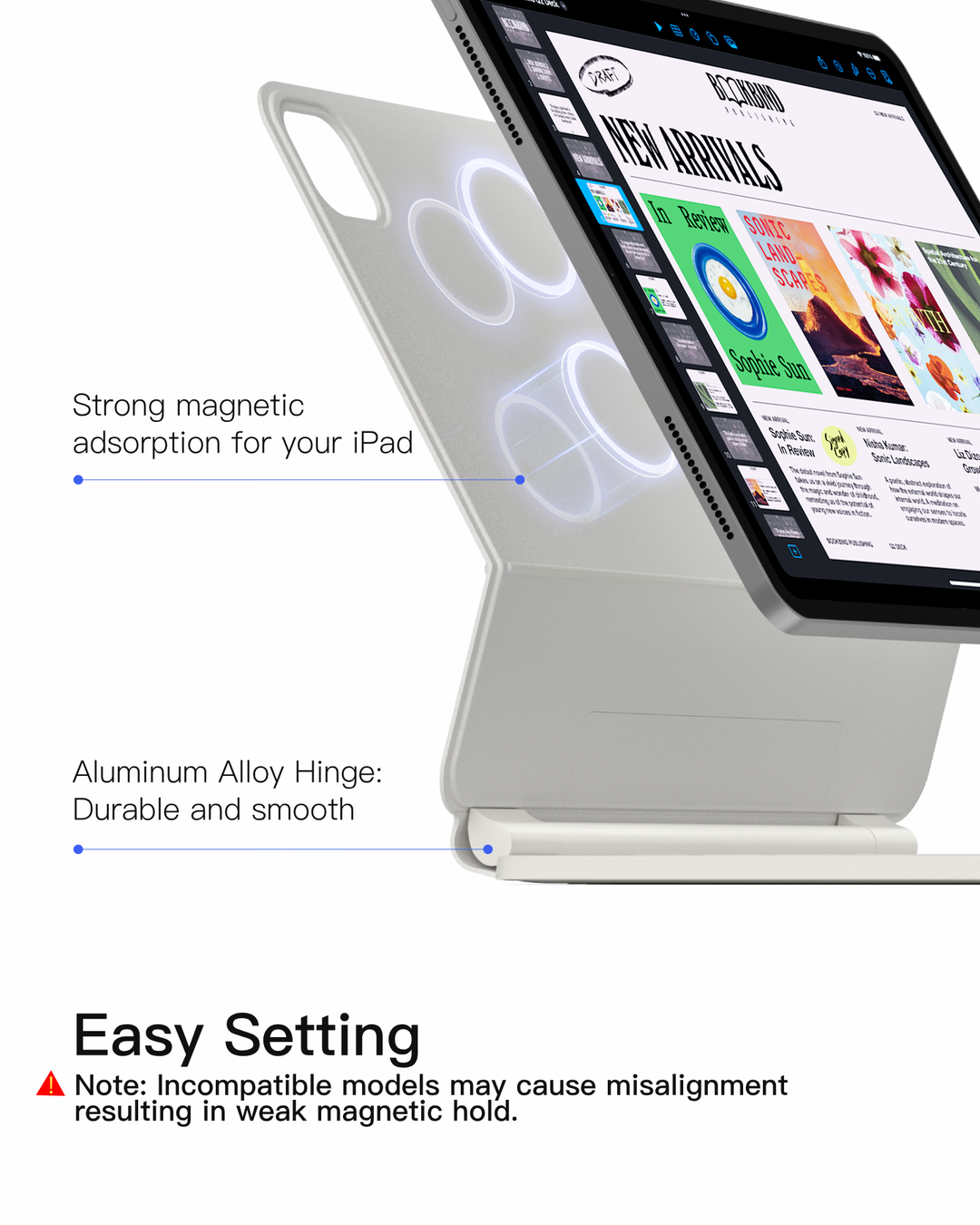Inateck Magnetic Keyboard Case for Air 11 inch (M4 2026/2025 M3/2024 M2), Easy-Set Keyboard for Air 5/4 Gen, iPad Pro 11