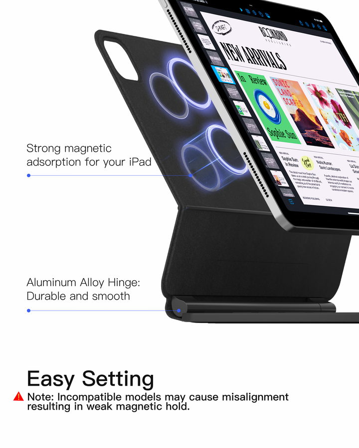 Inateck Magnetic Keyboard Case for Air 11 inch (M4 2026/2025 M3/2024 M2), Easy-Set Keyboard for Air 5/4 Gen, iPad Pro 11