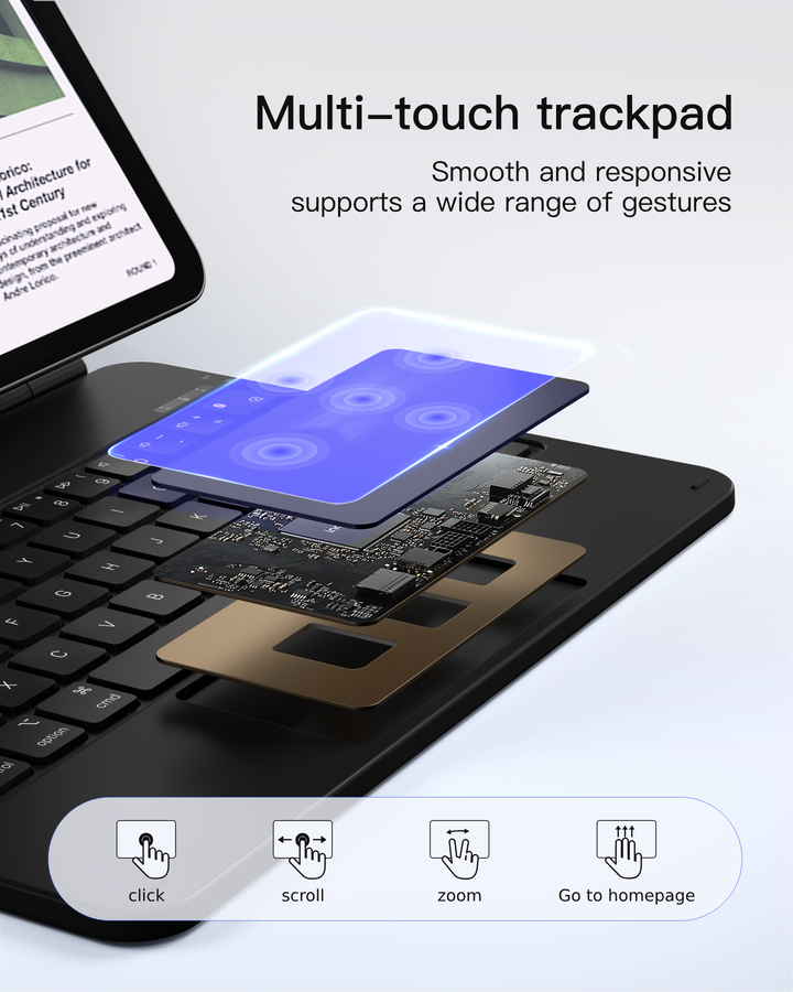 Inateck Magnetic Keyboard Case for Air 11 inch (M4 2026/2025 M3/2024 M2), Easy-Set Keyboard for Air 5/4 Gen, iPad Pro 11