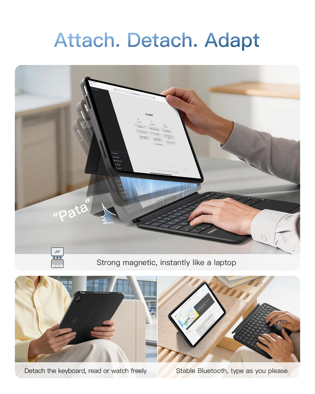 Inatek Detachable Keyboard Case for iPad A16 11th Gen 2025 11 inch, iPad 10th Gen 2022 10.9 inch, AceTouch Pro, QWERTY, KB403-10 |  Red Dot Award 2026