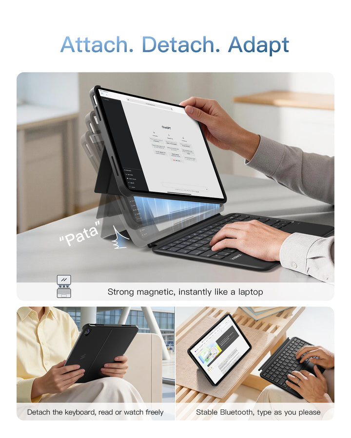 Inatek Detachable Keyboard Case for iPad A16 11th Gen 2025 11 inch, iPad 10th Gen 2022 10.9 inch, AceTouch Pro, QWERTY, KB403-10 |  Red Dot Award 2026