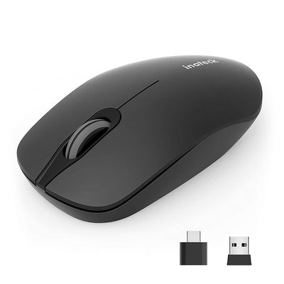 Inateck Wireless Mouse 2.4G Slim Mouse with 2 Nano Receiver USB A/USB C, Noiseless Mouse, Compatible with Notebook, PC, Laptop, MacBook, MS02001 Black