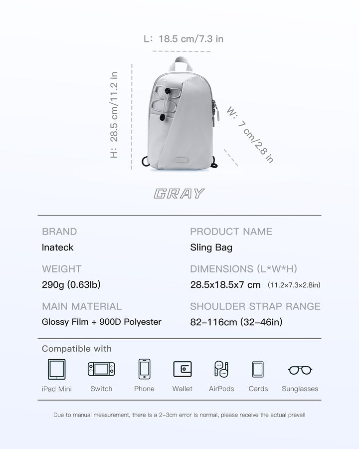 Inateck Sling Bag with RFID Blocking, Spacious Crossbody Shoulder Chest Everyday Carry Bag, Water-resistant, FB01003
