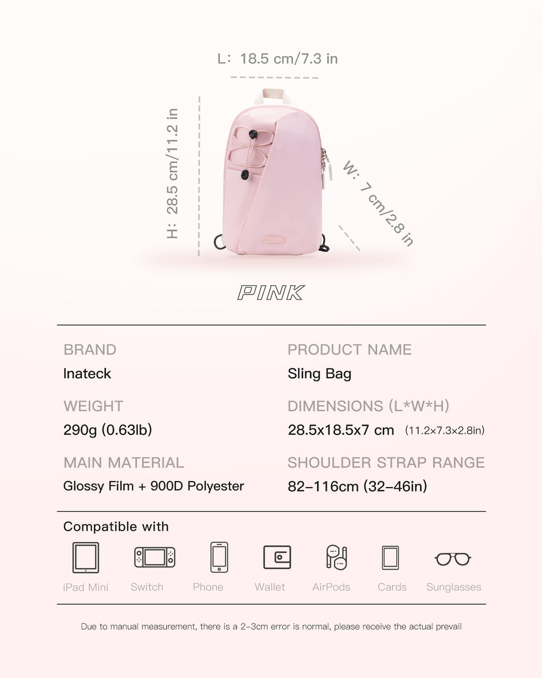 Inateck Sling Bag with RFID Blocking, Spacious Crossbody Shoulder Chest Everyday Carry Bag, Water-resistant, FB01003