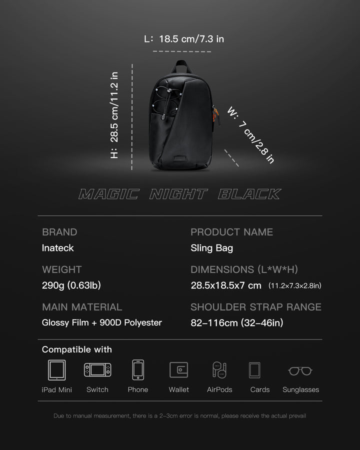 Inateck Sling Bag with RFID Blocking, Spacious Crossbody Shoulder Chest Everyday Carry Bag, Water-resistant, FB01003