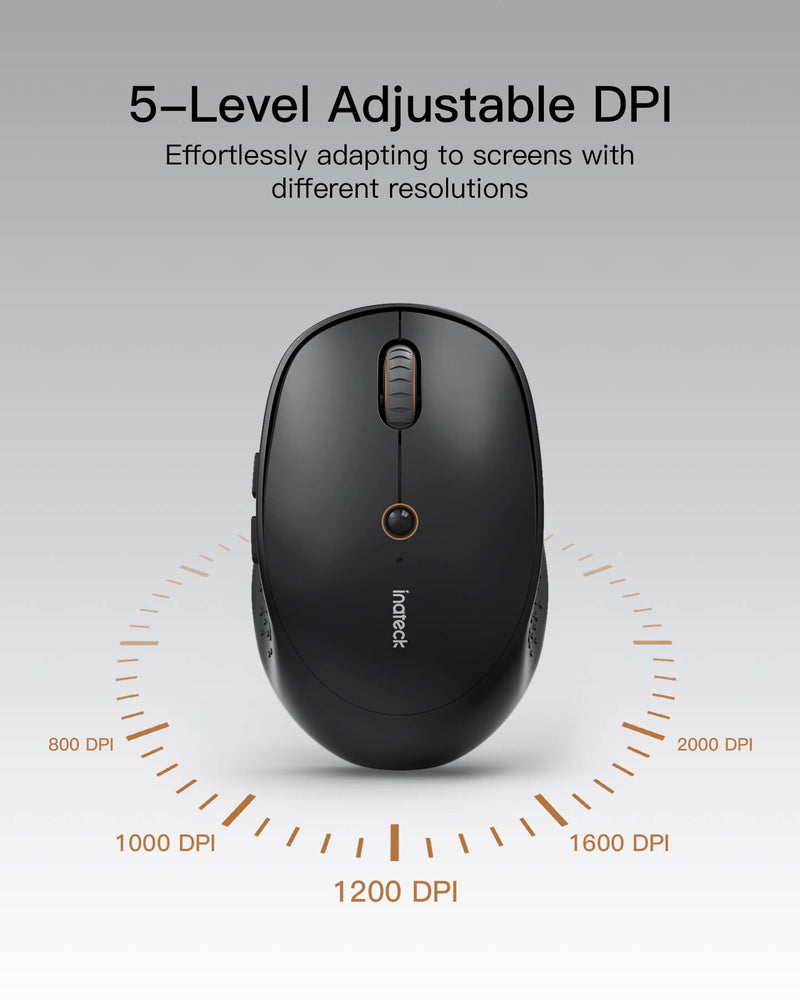 Wireless Mouse, 5 Adjustable DPI Levels for Laptop/Notebook/iPad/PC/Mac/Chromebook, MS02002