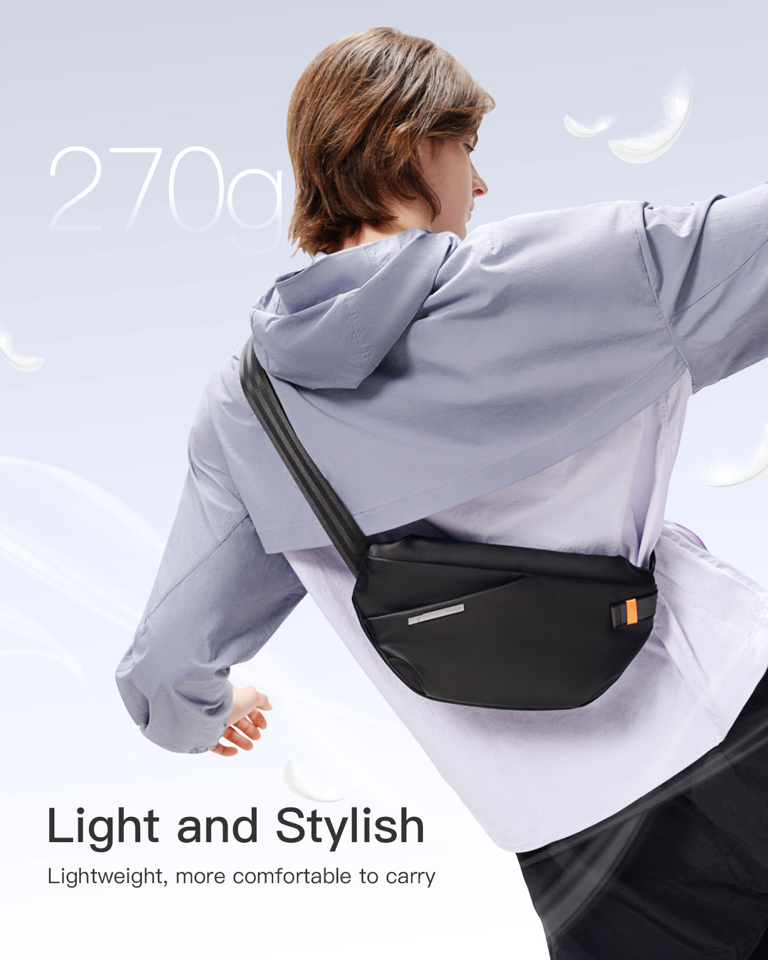 Inateck Lightweight Crossbody Bag with Quick-adjust Strap, Splash-resistant, FB01001 black
