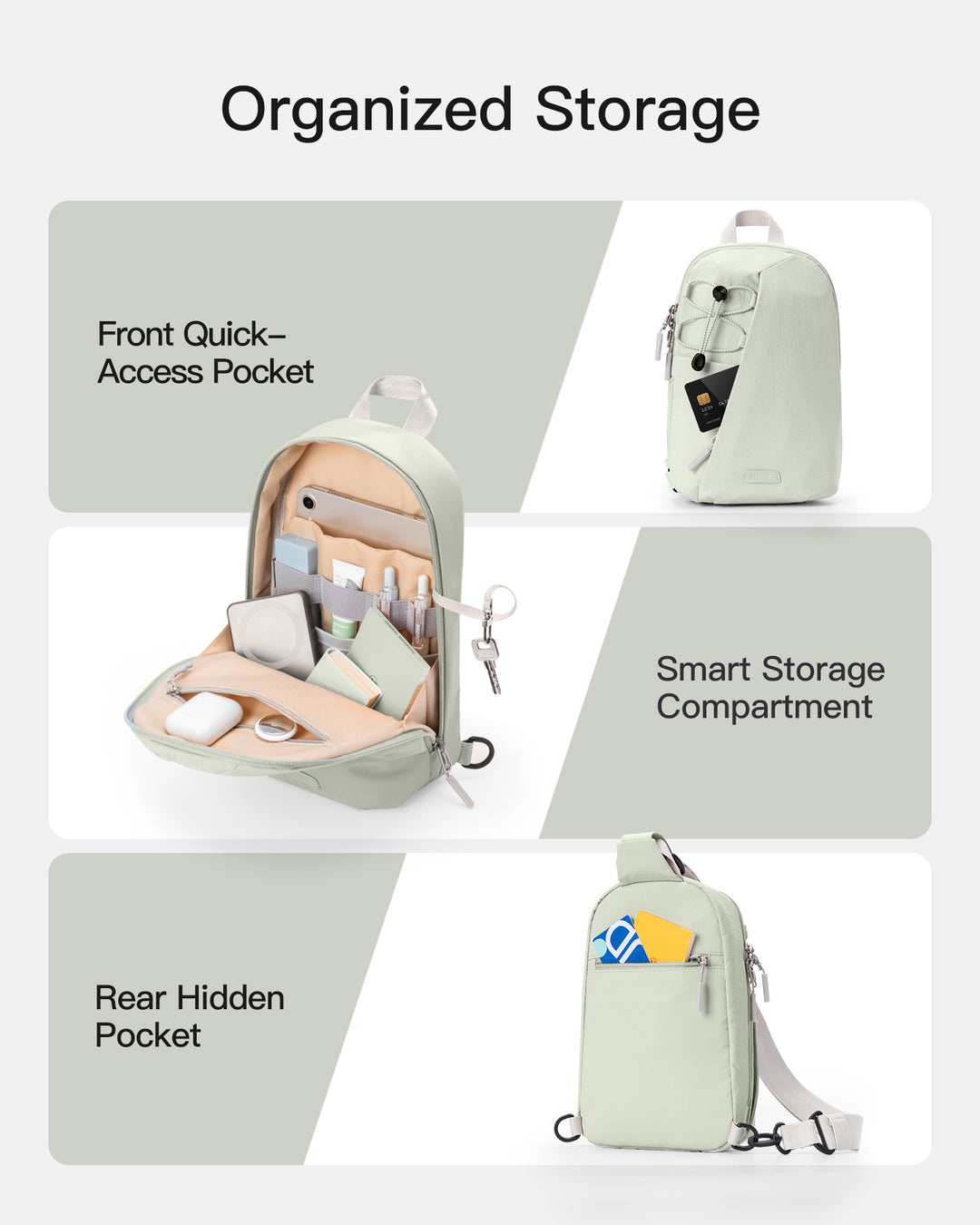 Inateck Sling Bag with RFID Blocking, Spacious Crossbody Shoulder Chest Everyday Carry Bag, Water-resistant, FB01003