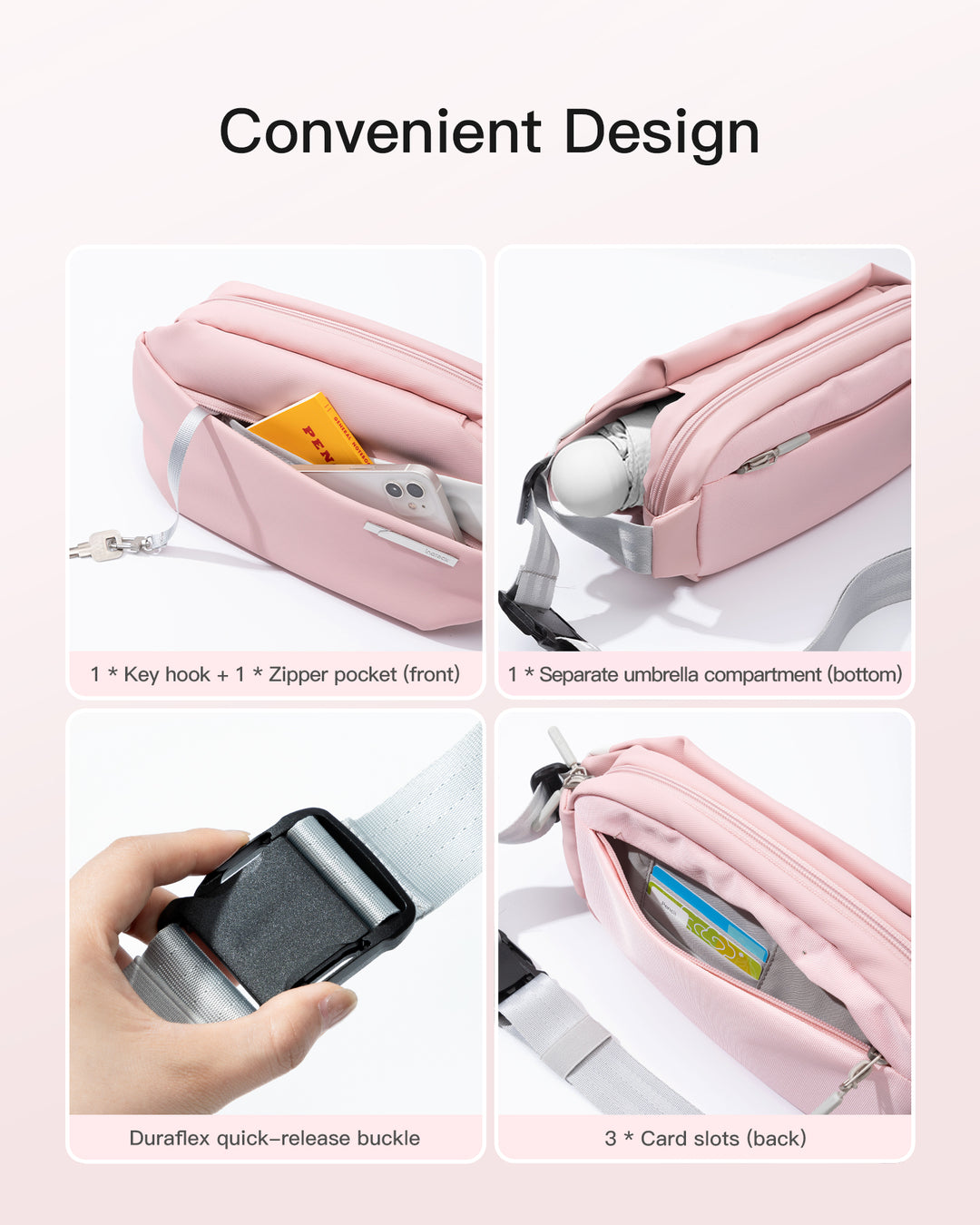 Inateck Stylish Sling Bag Crossbody Chest Bag with Spacious Orderly Storage, LB03014