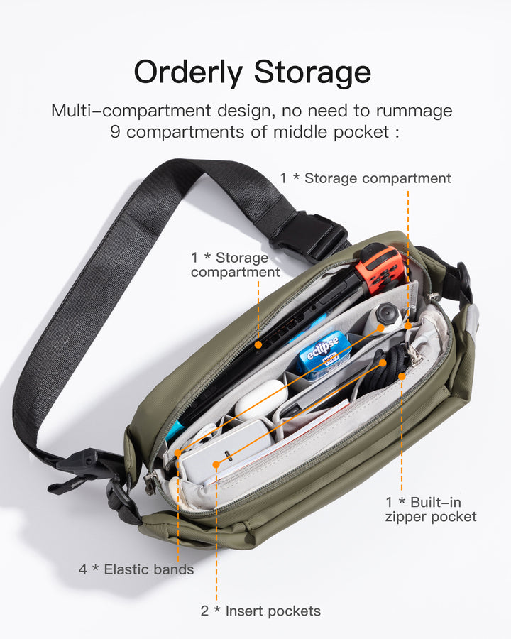 Inateck Stylish Sling Bag Crossbody Chest Bag with Spacious Orderly Storage, LB03014