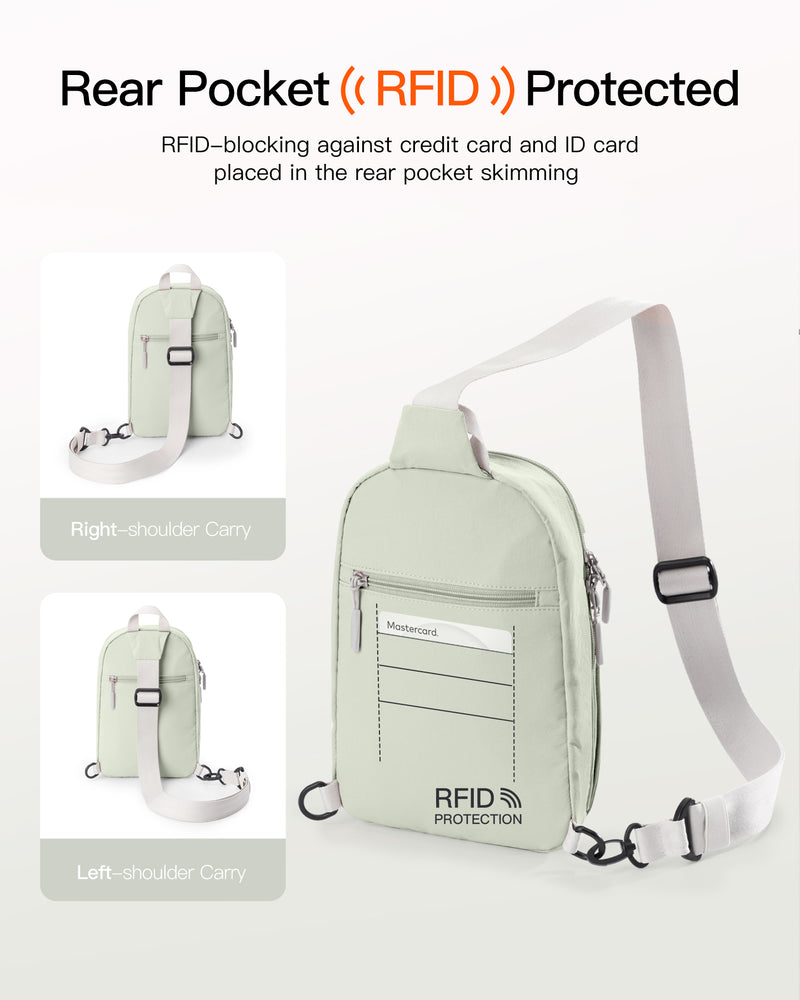 Sling Bag with RFID Blocking, Spacious Crossbody Shoulder Chest Everyday Carry Bag, Water-resistant, FB01003