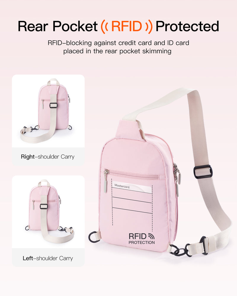 Sling Bag with RFID Blocking, Spacious Crossbody Shoulder Chest Everyday Carry Bag, Water-resistant, FB01003