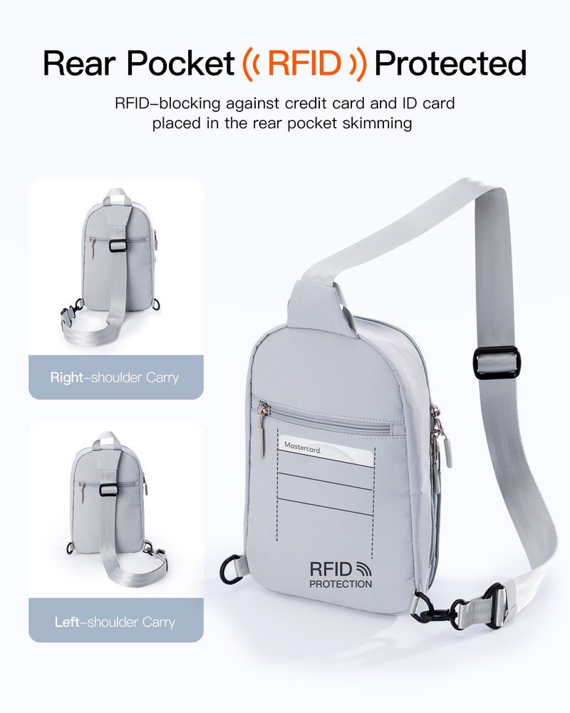 Sling Bag with RFID Blocking, Spacious Crossbody Shoulder Chest Everyday Carry Bag, Water-resistant, FB01003