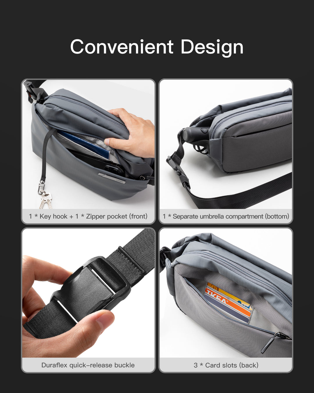 Stylish Sling Bag Crossbody Chest Bag with Spacious Orderly Storage, LB03014