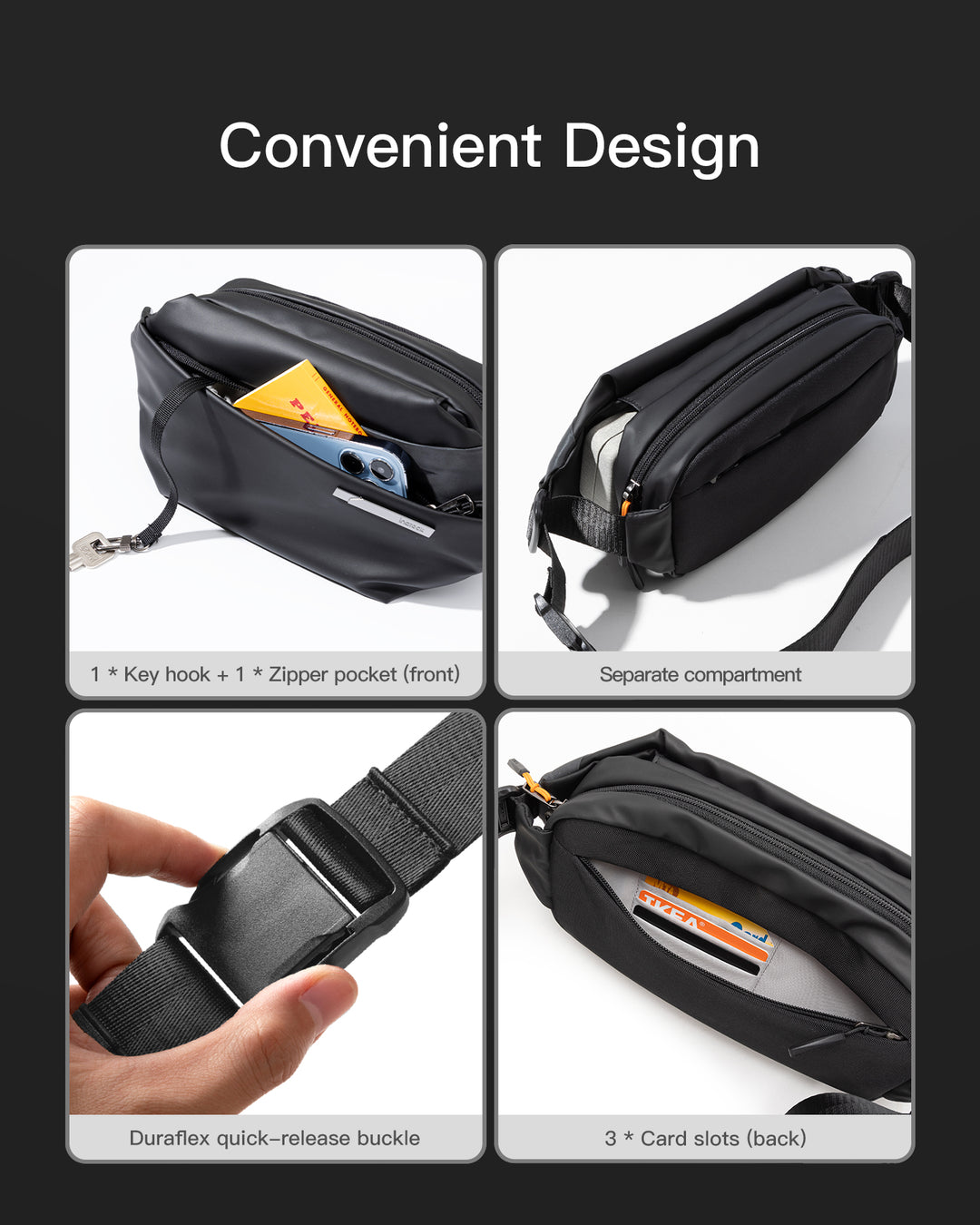 Inateck Stylish Sling Bag Crossbody Chest Bag with Spacious Orderly Storage, LB03014