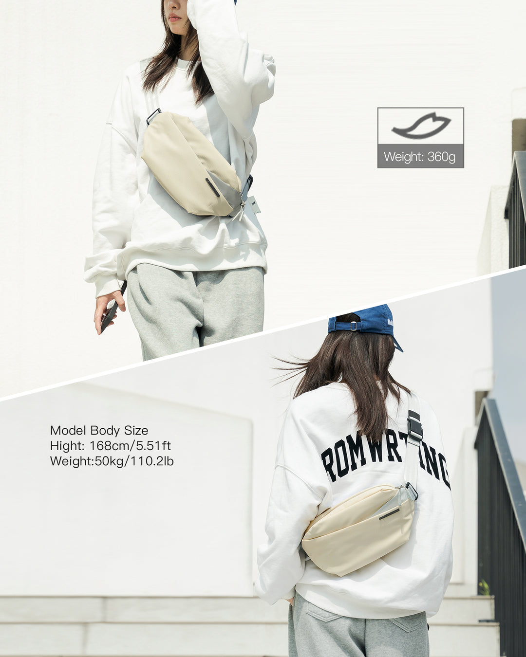 Inateck Stylish Sling Bag Crossbody Chest Bag with Spacious Orderly Storage, LB03014