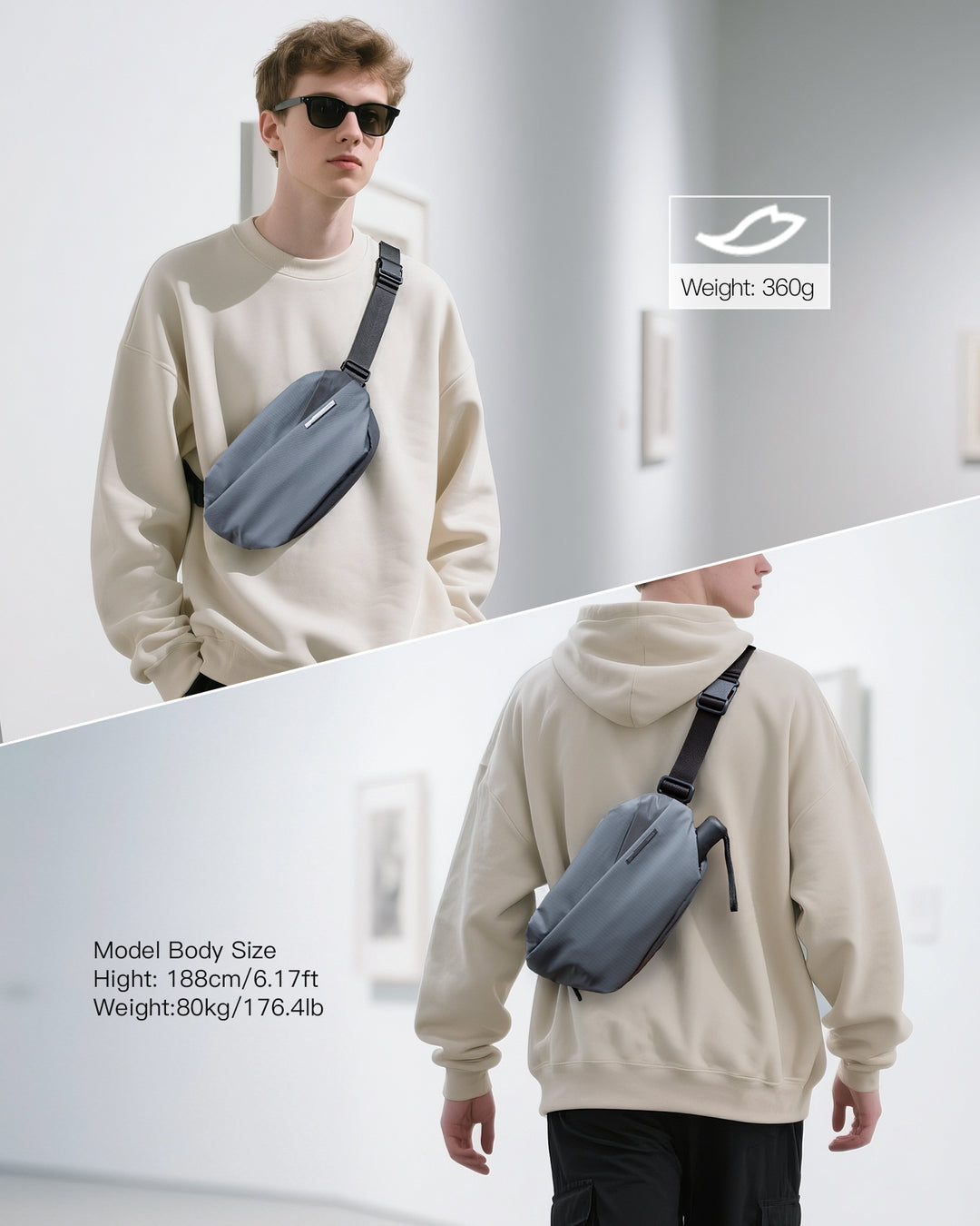 Stylish Sling Bag Crossbody Chest Bag with Spacious Orderly Storage, LB03014