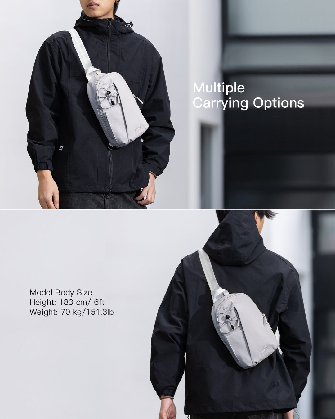 Inateck Sling Bag with RFID Blocking, Spacious Crossbody Shoulder Chest Everyday Carry Bag, Water-resistant, FB01003