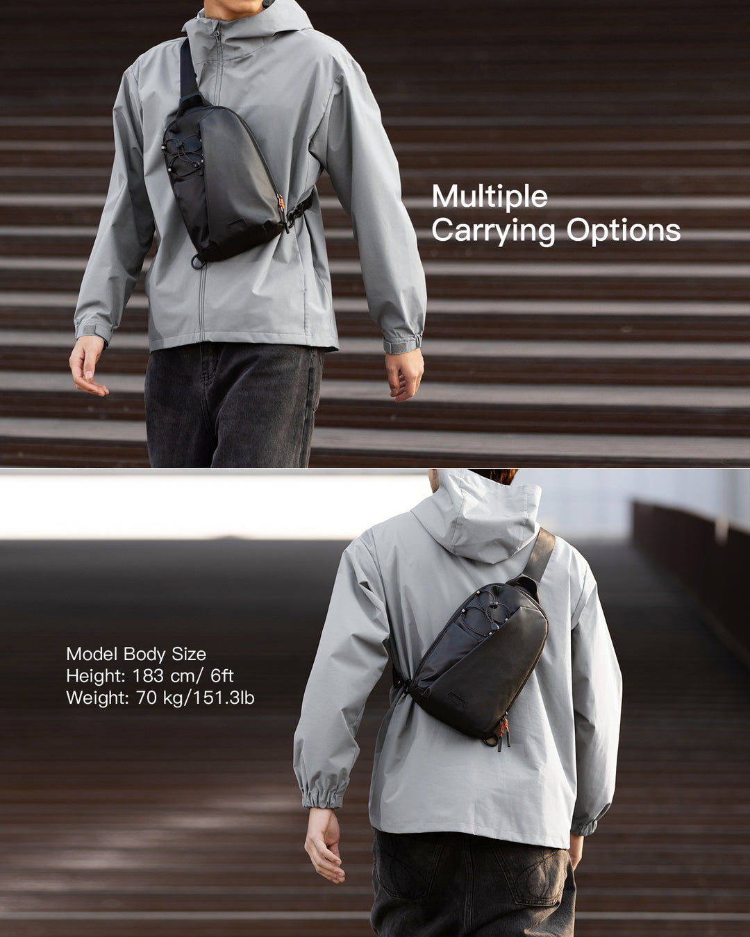 Inateck Sling Bag with RFID Blocking, Spacious Crossbody Shoulder Chest Everyday Carry Bag, Water-resistant, FB01003