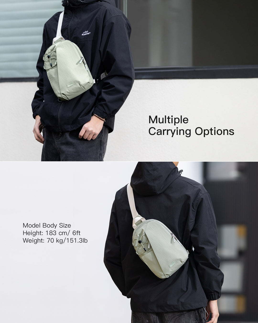 Inateck Sling Bag with RFID Blocking, Spacious Crossbody Shoulder Chest Everyday Carry Bag, Water-resistant, FB01003