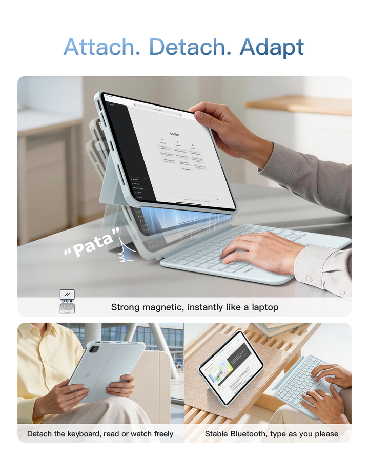 Inateck Detachable AceTouch Protective Keyboard Case for iPad Air 11-inch (M4 2026/M3 2025/M2 2024); iPad Pro 11/Air 5th/4th, QWERTY, KB403-11A | Red Dot Award 2026