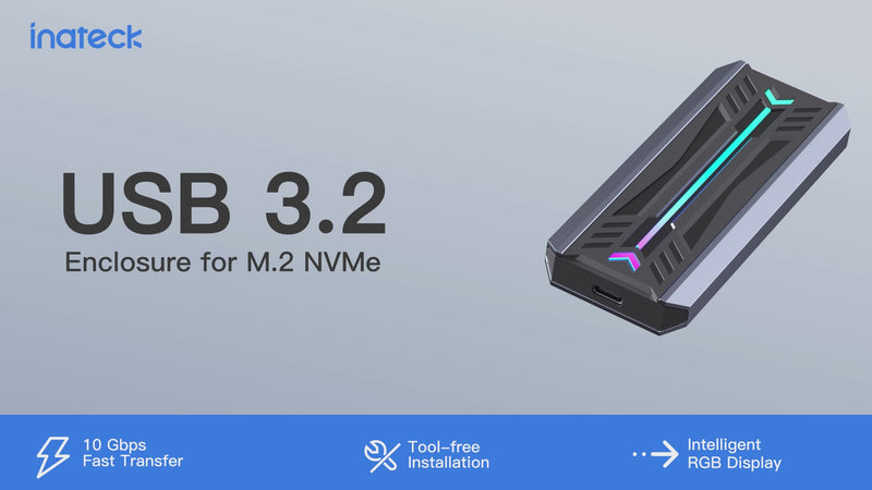 M.2 NVMe SATA SSD Enclosure with RGB, USB 3.2 Gen 2 (10 Gbps), Up to 4TB, FE2024